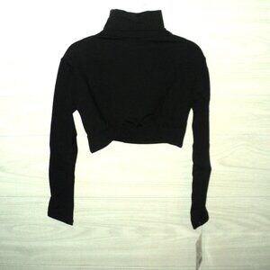 Capezio Turtleneck Long Sleeved Top Midriff Child Small Black Cheer Dance #107C